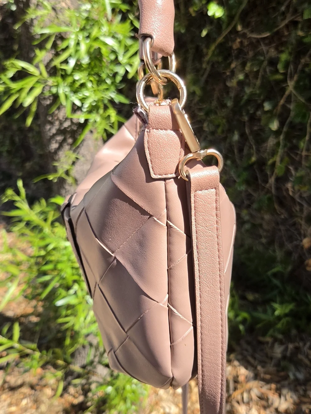 Rosetti Dusty Rose Woven Hobo Shoulder Bag